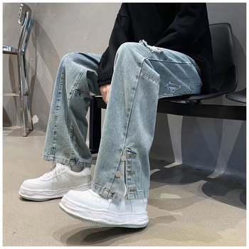 Muške široke traperice za proljeće, američki retro hip-hop stil, nišni dizajn, ulični vibe, trendi casual hlače