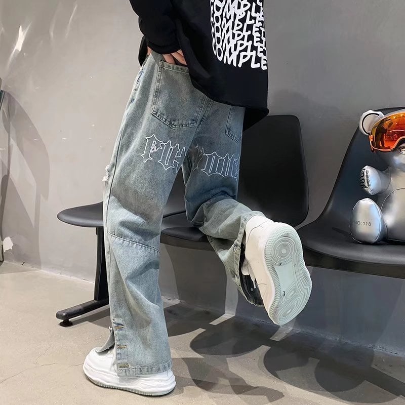 Muške široke traperice za proljeće, američki retro hip-hop stil, nišni dizajn, ulični vibe, trendi casual hlače