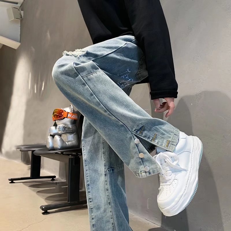 Muške široke traperice za proljeće, američki retro hip-hop stil, nišni dizajn, ulični vibe, trendi casual hlače