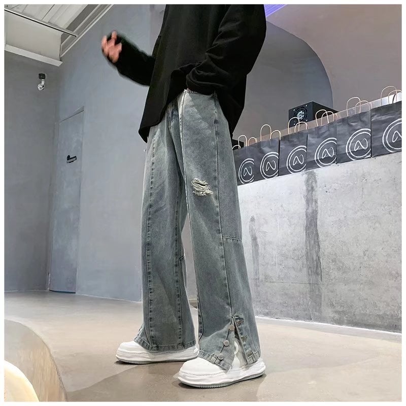 Muške široke traperice za proljeće, američki retro hip-hop stil, nišni dizajn, ulični vibe, trendi casual hlače
