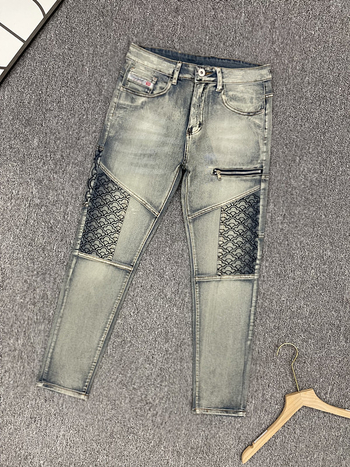 Muške retro traperice ravnog kroja s izšivanjem, američki stil, slim fit, elastične