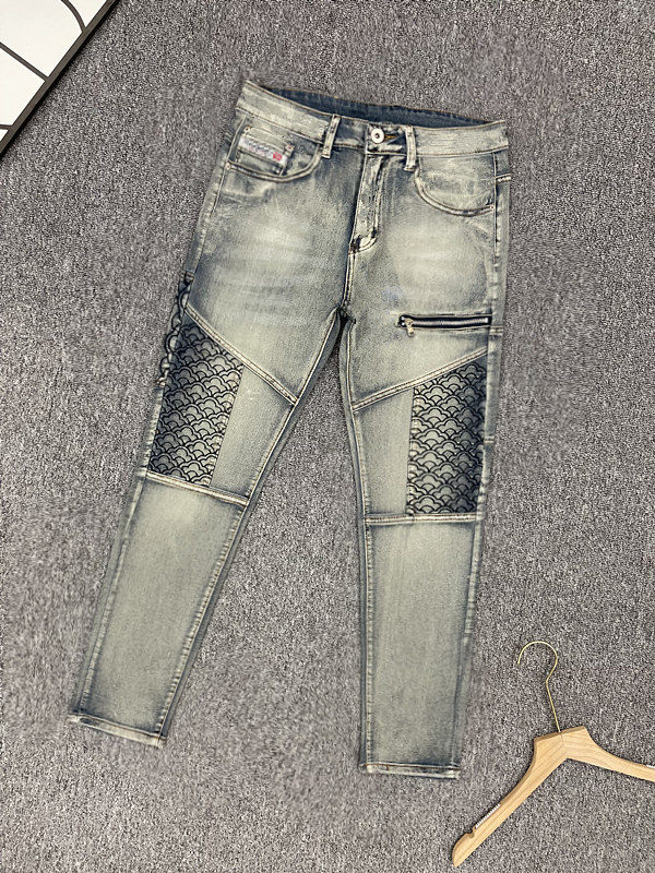 Muške retro traperice ravnog kroja s izšivanjem, američki stil, slim fit, elastične