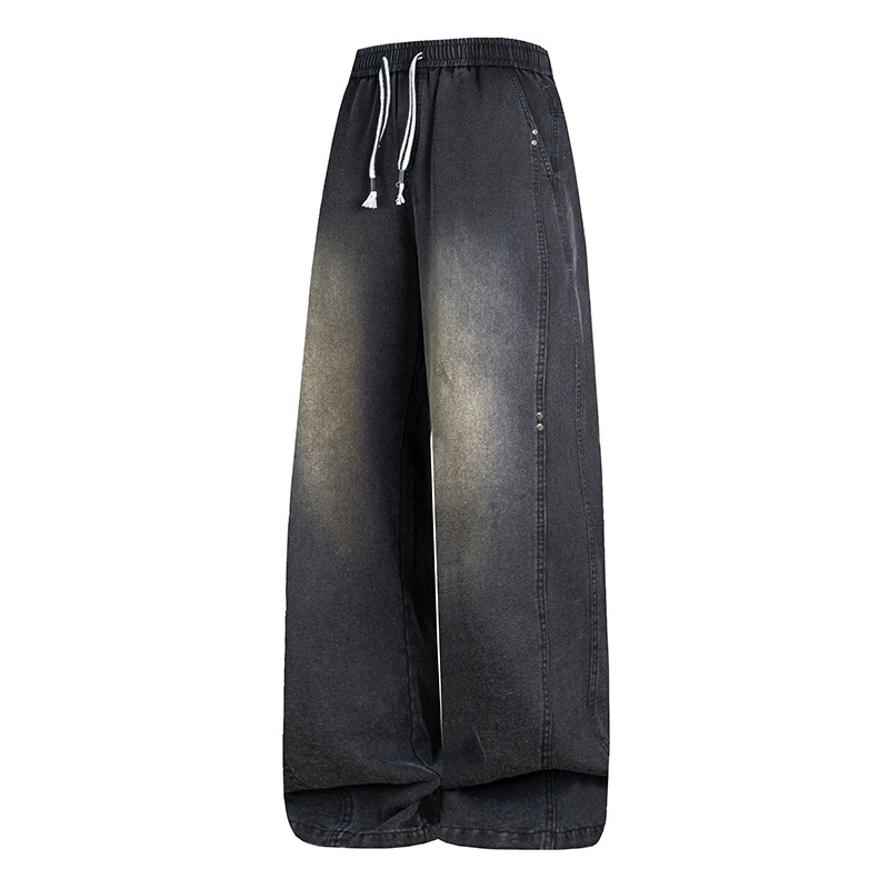 Ανδρικά τζίν σε vintage casual στυλ, αμερικάνικη έμπνευση, χαλαρή γραμμή, φαρδιά παντελόνια, ευέλικτό αθλητικό denim