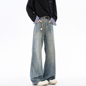Muške traperice širokog kroja, denim, jesen 2025, opušten stil, retro, ravni kroj