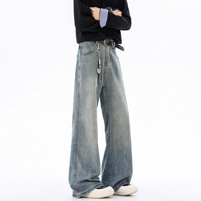Muške traperice širokog kroja, denim, jesen 2025, opušten stil, retro, ravni kroj
