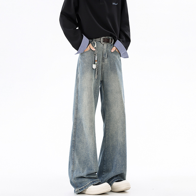 Muške traperice širokog kroja, denim, jesen 2025, opušten stil, retro, ravni kroj