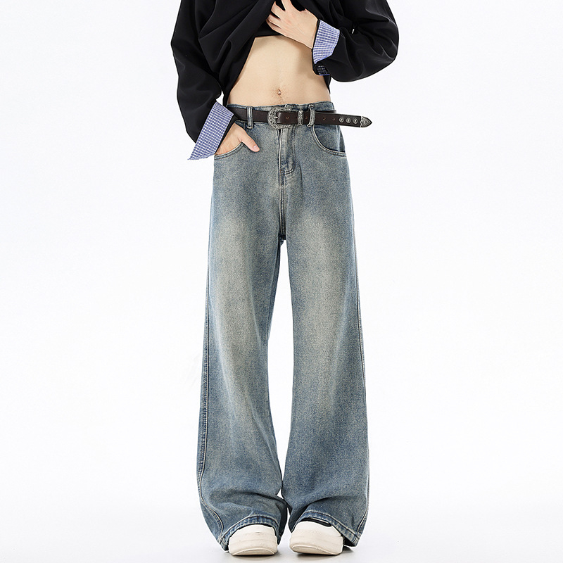 Muške traperice širokog kroja, denim, jesen 2025, opušten stil, retro, ravni kroj