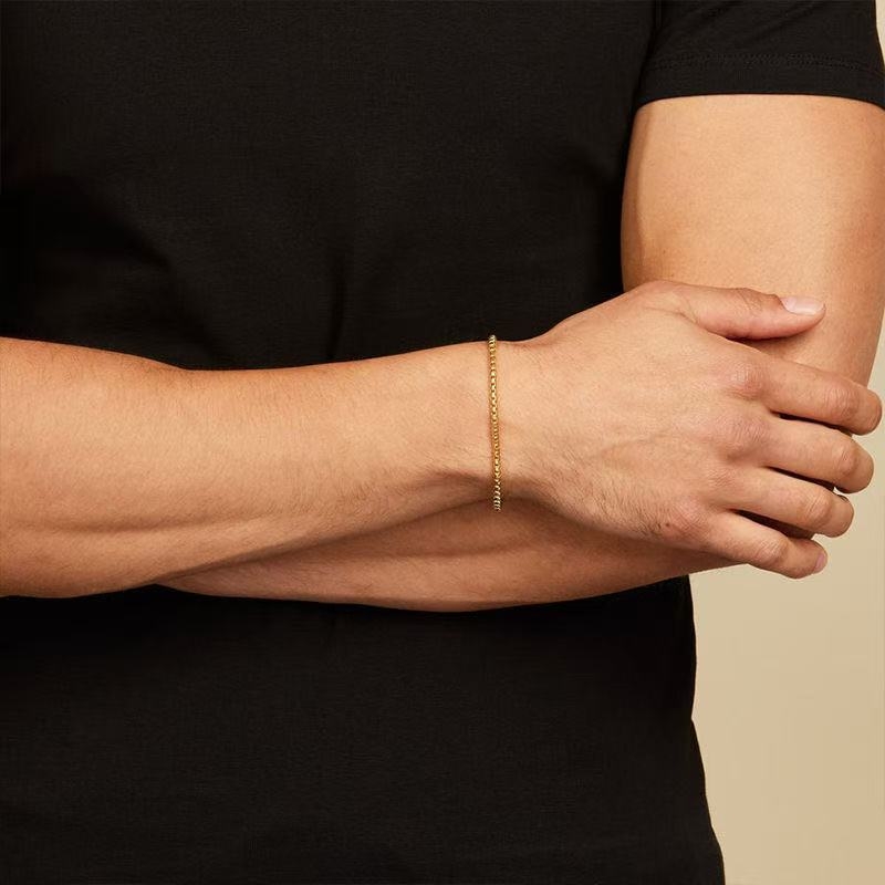 Naramnica od titan čelika s kutijastim lancem, minimalistički dizajn, unisex, graviranje dostupno