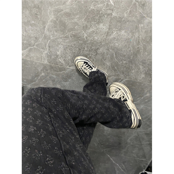 Muške traperice u američkom stilu s poderotinama, džin jacquard, pariški stil, casual ravni kroj
