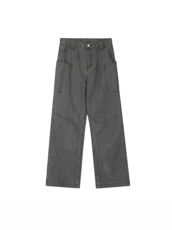 Férfi cargo farmer zsebekkel, laza szabású, egyenes, széles láb, amerikai retro stílus, mindennapi kényelmes farmer
