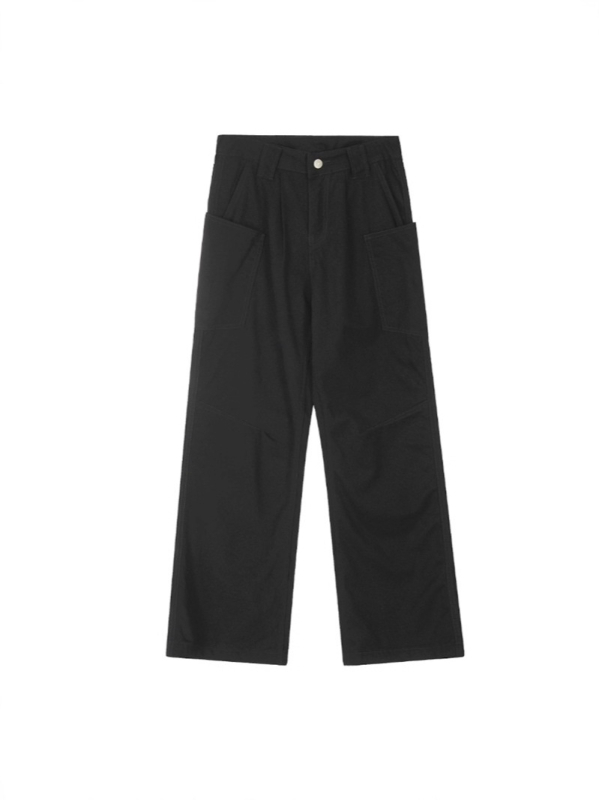Férfi cargo farmer zsebekkel, laza szabású, egyenes, széles láb, amerikai retro stílus, mindennapi kényelmes farmer