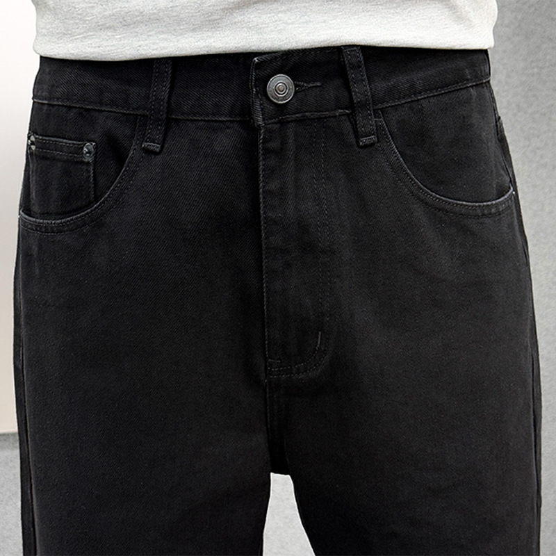 Férfi denim farmer, koreai hatású, rugalmas, prémium egyenes szabás, középmagas derekú