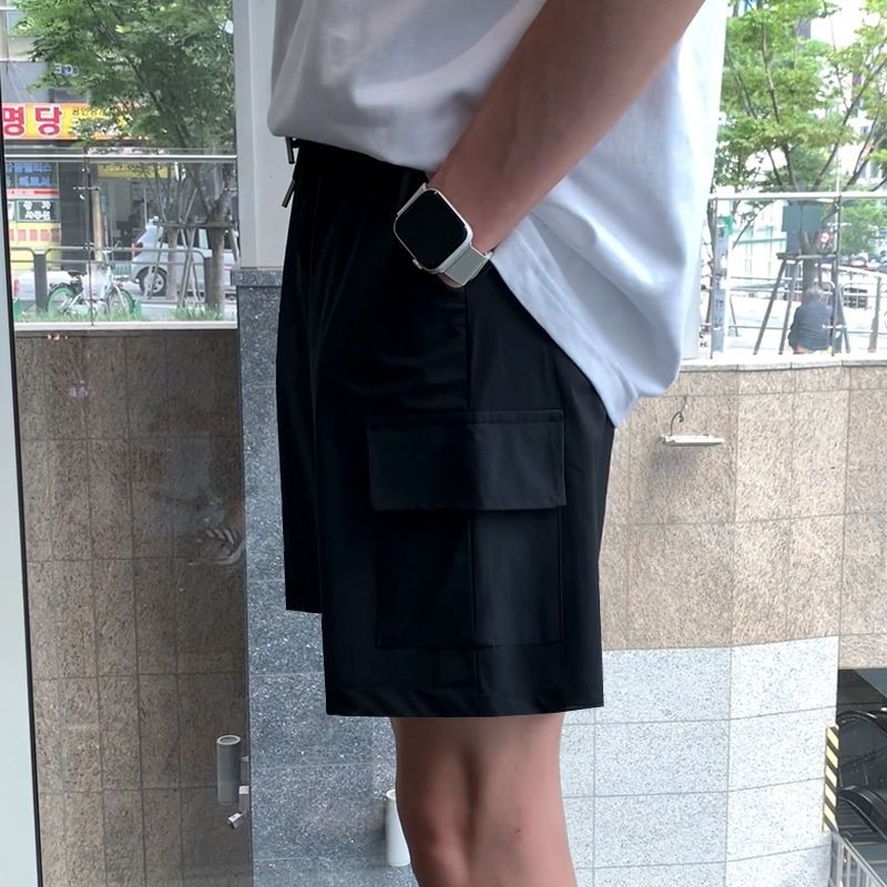 MYQ Japanski stil retro radničke šorce za muškarce, korejski stil ležernog kroja, funkcionalne sportske šorceve, ravni kroj, srednja duljina