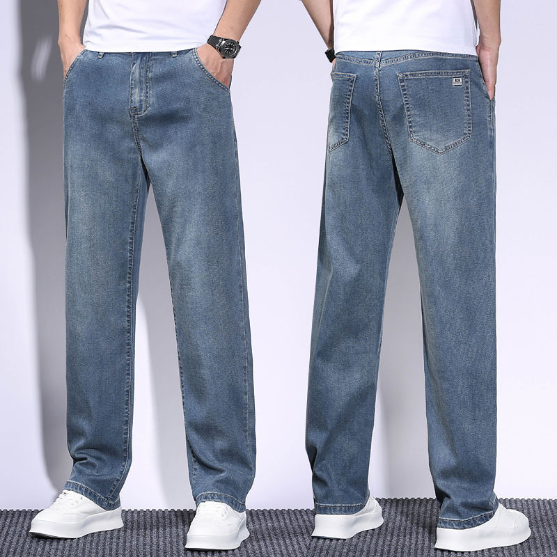 Ανδρικά τζιν denim, ίσια γραμμή, χαλαρή casual εφαρμογή, βαμβακερό με ελαστικότητα, αμερικανικού στυλ, Άνοιξη–Φθινόπωρο 2025, Συλλογή Φθινόπωρο-Χειμώνας