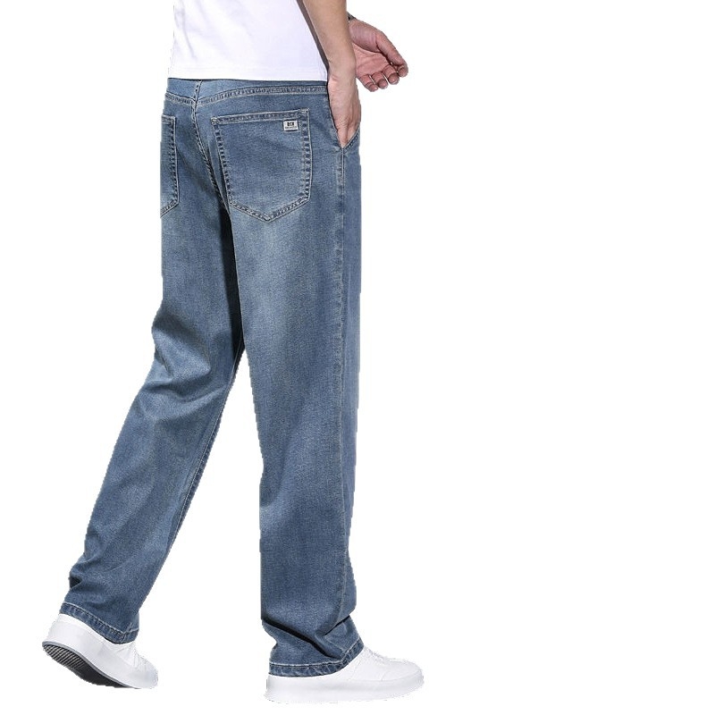 Ανδρικά τζιν denim, ίσια γραμμή, χαλαρή casual εφαρμογή, βαμβακερό με ελαστικότητα, αμερικανικού στυλ, Άνοιξη–Φθινόπωρο 2025, Συλλογή Φθινόπωρο-Χειμώνας