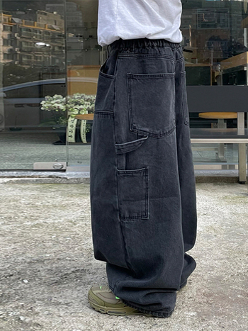 MYQ Japán retro laza illeszkedő egyenes farmernadrág férfiaknak