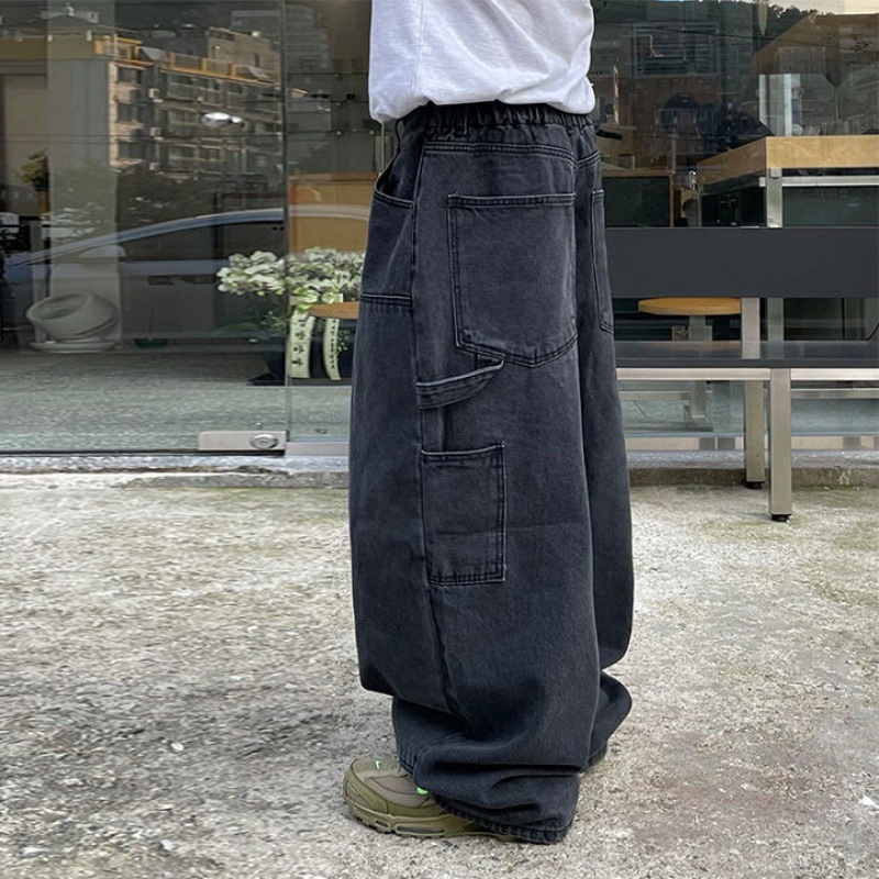 MYQ Japán retro laza illeszkedő egyenes farmernadrág férfiaknak