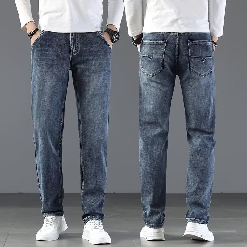 Muške slim traperice - pamuk denim, elastične ravne nogavice, korejski stil, proljeće i jesen