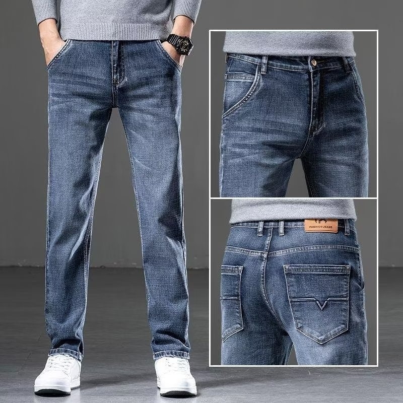 Muške slim traperice - pamuk denim, elastične ravne nogavice, korejski stil, proljeće i jesen