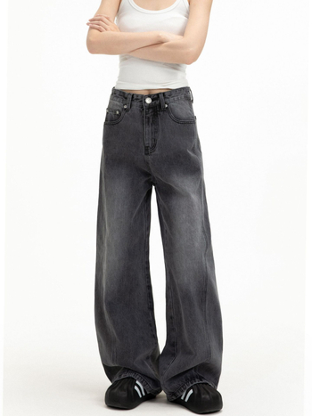 CATTEE Traperice denim unisex, američki retro stil, slobodan kroj, široke nogavice, za proljeće i jesen