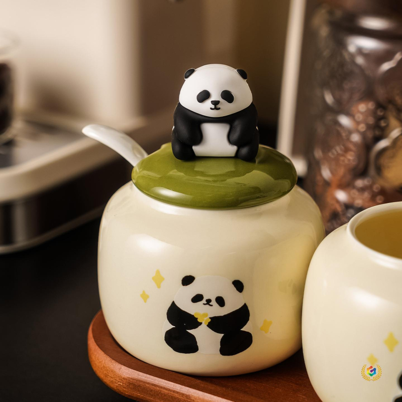 Panda keramički set posuda za začine – posuda za sol i začine za kućnu kuhinju, moderan minimalistički dizajn, poklon kutija