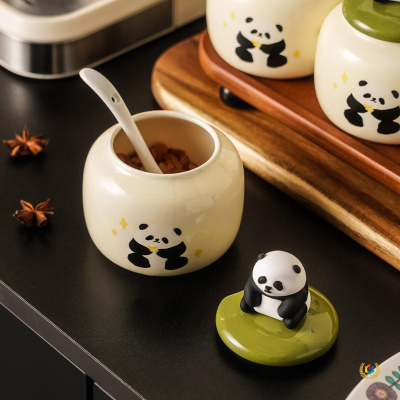 Panda keramički set posuda za začine – posuda za sol i začine za kućnu kuhinju, moderan minimalistički dizajn, poklon kutija