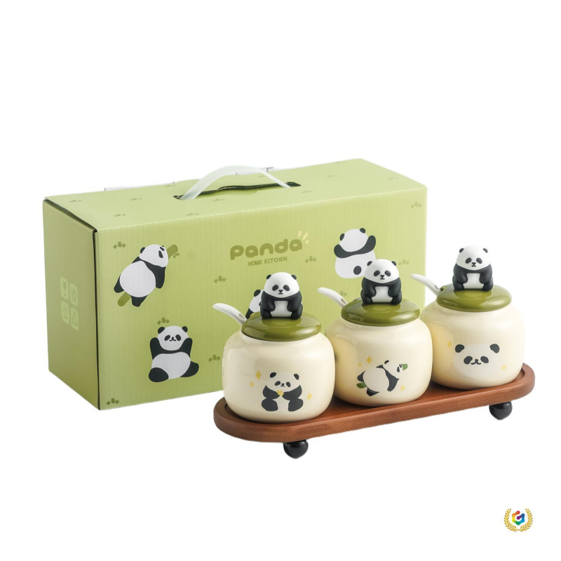 Panda keramički set posuda za začine – posuda za sol i začine za kućnu kuhinju, moderan minimalistički dizajn, poklon kutija