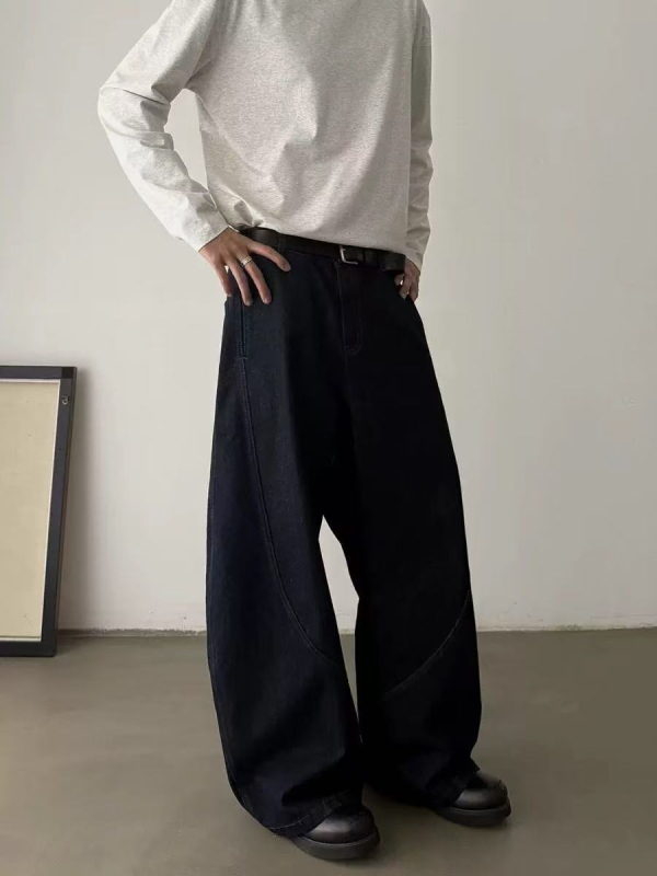 Unisex amerikai retró farmernadrág laza szabással, széles, egyenes nadrág