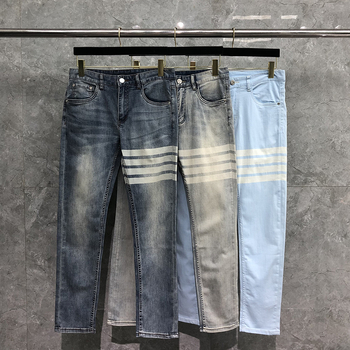 Muške traperice ravnog kroja, slim-fit, s dizajnom četiri crte, casual, svestrane