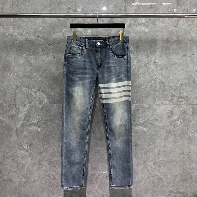 Muške traperice ravnog kroja, slim-fit, s dizajnom četiri crte, casual, svestrane