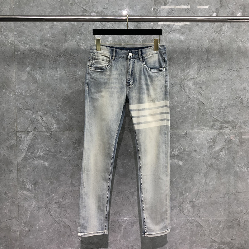 Muške traperice ravnog kroja, slim-fit, s dizajnom četiri crte, casual, svestrane