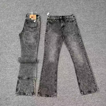 Svijetlo plave Cleanfit bootcut traperice s motivom pahuljice, casual, rastezljive za muškarce