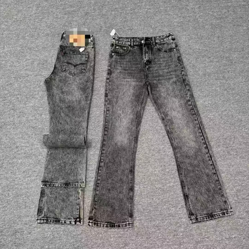 Svijetlo plave Cleanfit bootcut traperice s motivom pahuljice, casual, rastezljive za muškarce