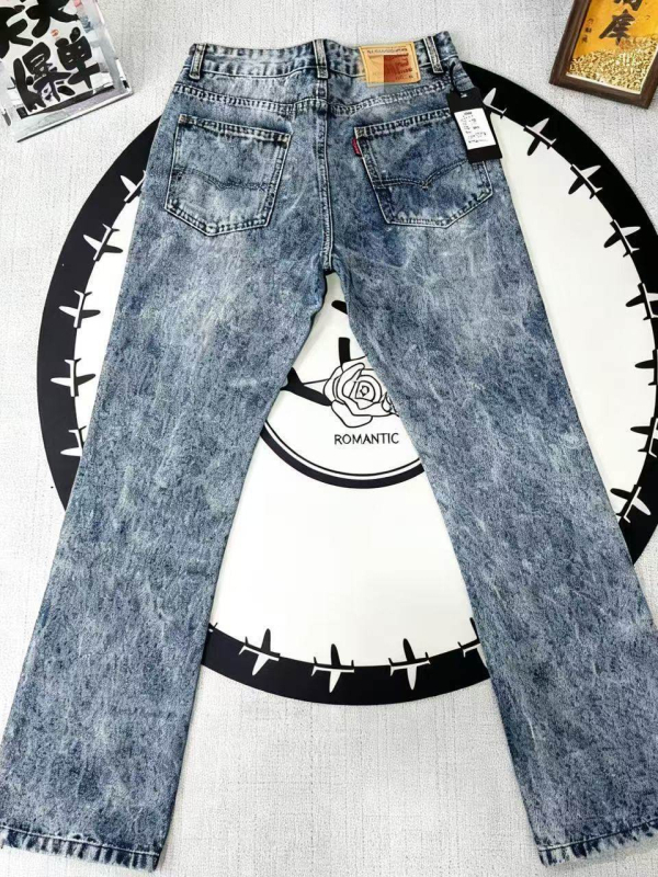 Ανδρικά τζιν από denim σε αμερικάνικο στυλ, χαλαρή ίσια γραμμή, vintage streetwear, 2026 άνοιξη-καλοκαίρι