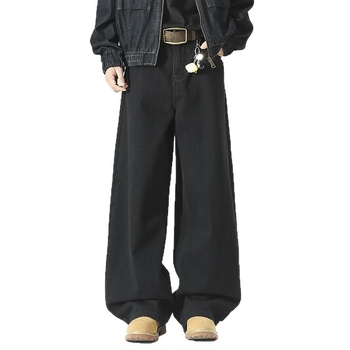 Amerikai stílusú egyenes szabású férfi farmer, alapvető, sokoldalú denim, utcai divat, plusz méret