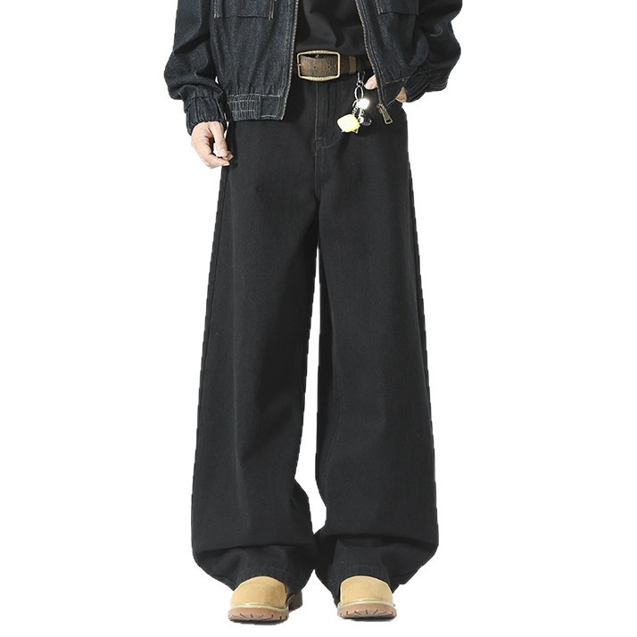 Amerikai stílusú egyenes szabású férfi farmer, alapvető, sokoldalú denim, utcai divat, plusz méret