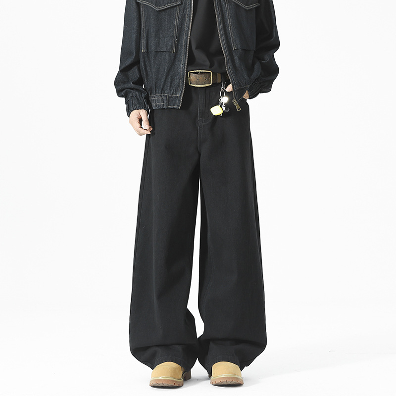 Amerikai stílusú egyenes szabású férfi farmer, alapvető, sokoldalú denim, utcai divat, plusz méret