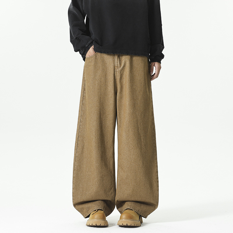 Amerikai stílusú egyenes szabású férfi farmer, alapvető, sokoldalú denim, utcai divat, plusz méret