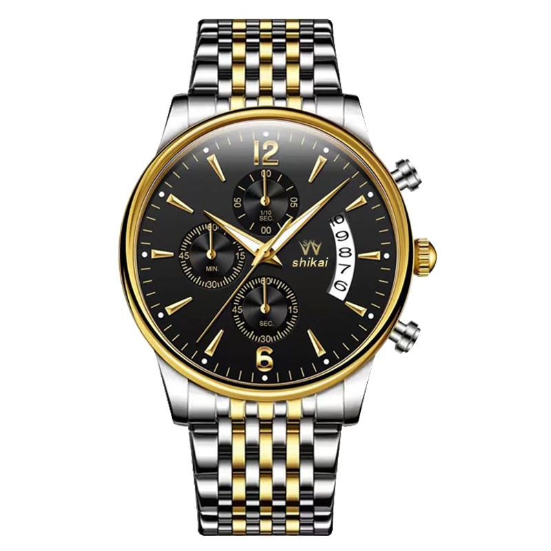 Muški modni poslovni sat s višefunkcijskim kvarcnim mehanizmom, luminescencijskog brojčanika, vodootporan, okruglo kućište promjera 42 mm, nehrđajući čelični kaiš.