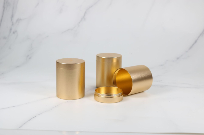 Okrugla aluminijska posuda za čaj žute boje s hermetičnim poklopcem, za Pu'er i Tieguanyin