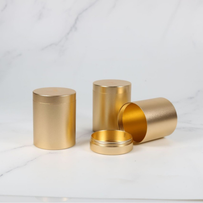 Okrugla aluminijska posuda za čaj žute boje s hermetičnim poklopcem, za Pu'er i Tieguanyin