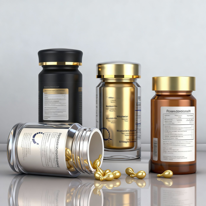 Ακρυλικό μπουκάλι 100 ml με σφραγισμένο καπάκι, φιάλη διπλού στρώματος για κάψουλες, πλαστική συσκευασία