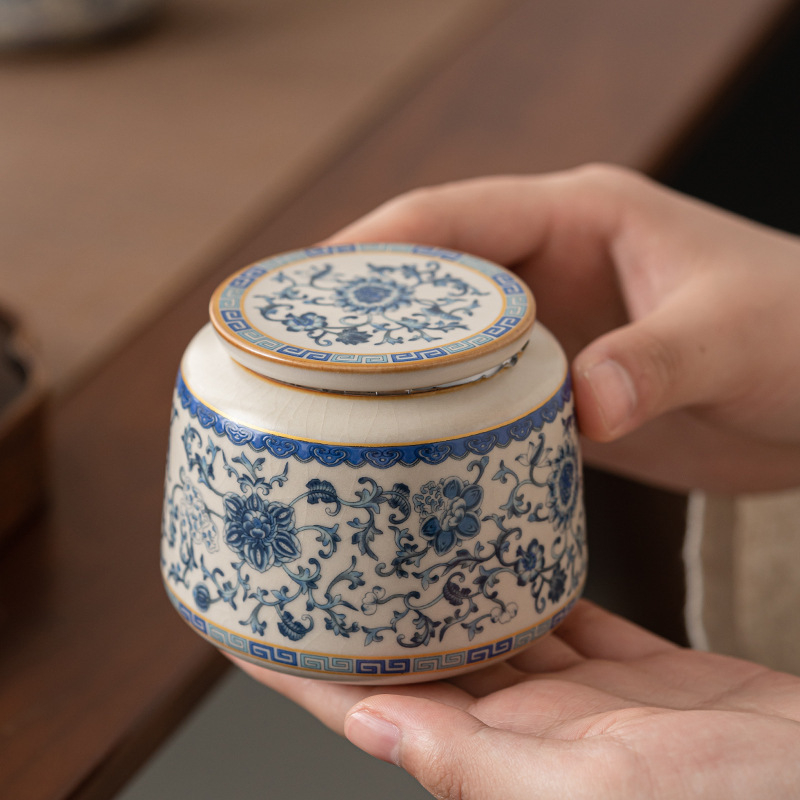 Keramička kutija za čaj Qinghua Ru Kiln, zatvorena, 200 ml, za zeleni čaj, crni čaj i Pu'er, kućna uporaba, brend Qiye