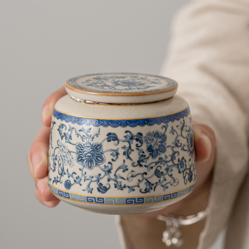 Keramička kutija za čaj Qinghua Ru Kiln, zatvorena, 200 ml, za zeleni čaj, crni čaj i Pu'er, kućna uporaba, brend Qiye
