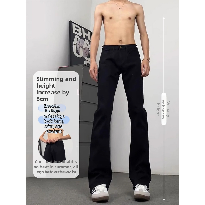 Férfi denimnadrág, amerikai stílusban, slim fit, enyhén kinyíló szár, egyenes szabás