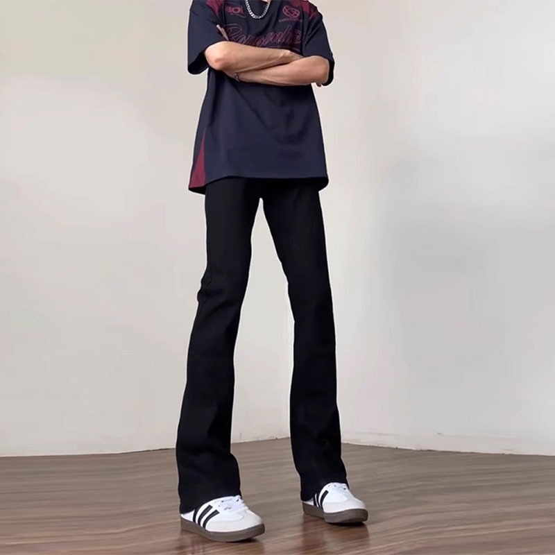 Férfi denimnadrág, amerikai stílusban, slim fit, enyhén kinyíló szár, egyenes szabás