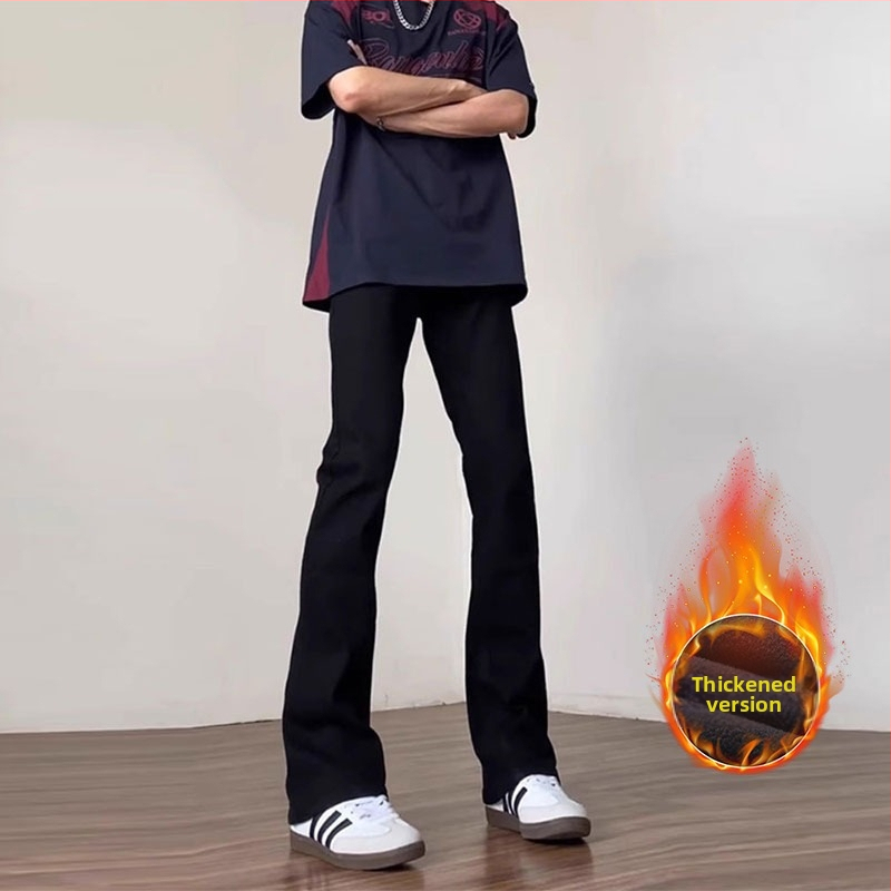 Férfi denimnadrág, amerikai stílusban, slim fit, enyhén kinyíló szár, egyenes szabás