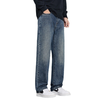 Muške traperice s flecom, ravnog kroja, jesen-zima, retro američki casual stil