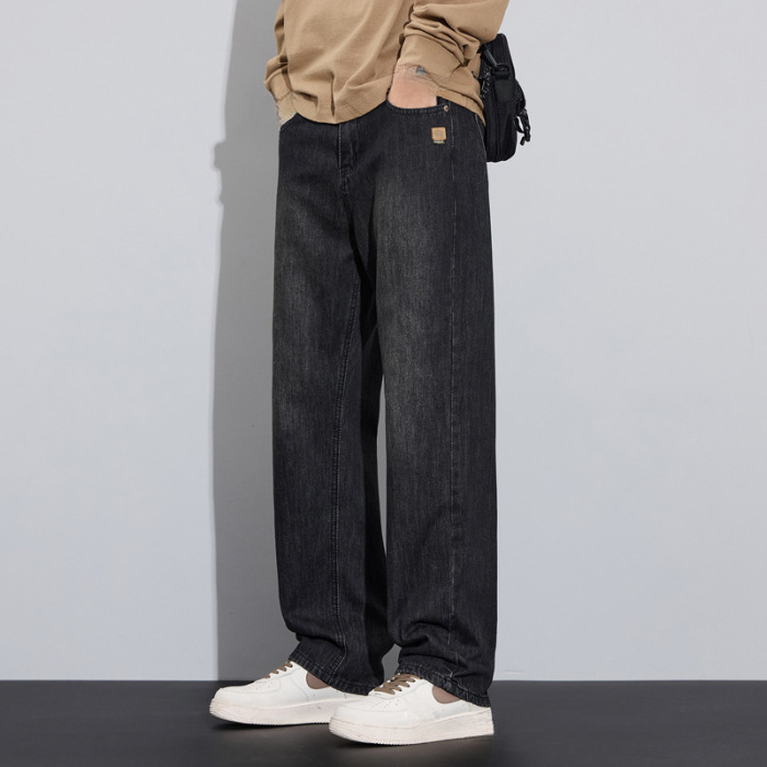 Muške traperice s flecom, ravnog kroja, jesen-zima, retro američki casual stil