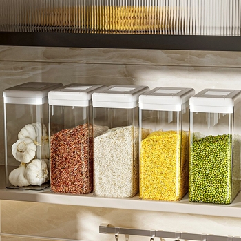 Spremnik za žitarice u japanskom stilu, proziran plastični, hermetički zatvarač, otporan na vlagu i insekte, četvrtasti oblik, zapremina 2,1–3 L, za grickalice i suho voće